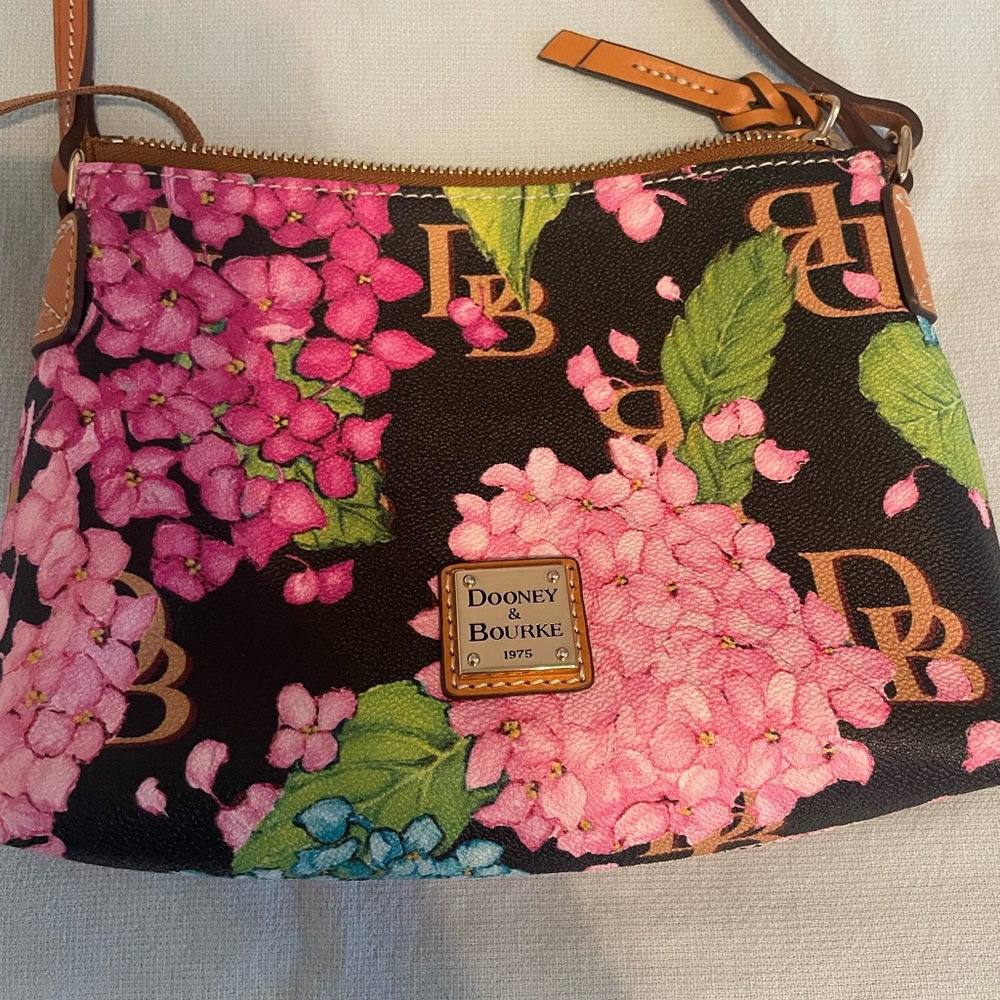 Dooney & Bourke Black Floral Crossbody Bag - Pink Hydrangea Print